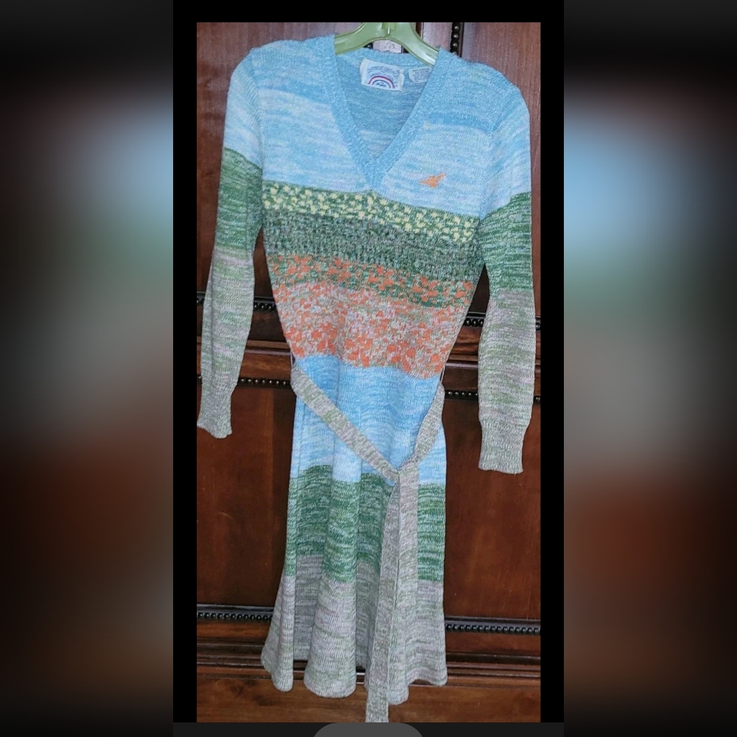 Mother Nature For Organically Grown By Arpeja Knit Dress, 1970s, Euc, Sz S
